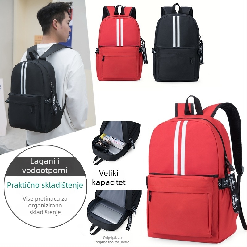Najlonski ruksak za učenike, proširiva kapaciteta 20–35L, za 15-inčni laptop, uzorak s slovima