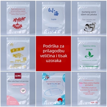 Prozirna samouzavarujuća vrećica s ravnim dnom za orašaste plodove, čaj i grickalice | CPP+PET kompozit, tiskano pakiranje, duljina zatvaranja 5–20 cm