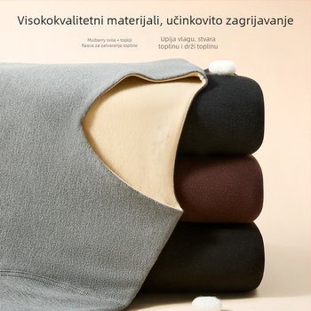 Muški termalni komplet donjeg rublja, glavni materijal akrilno vlakno, dvostruko slojevita debela konstrukcija, kapuljača, V-dekolte