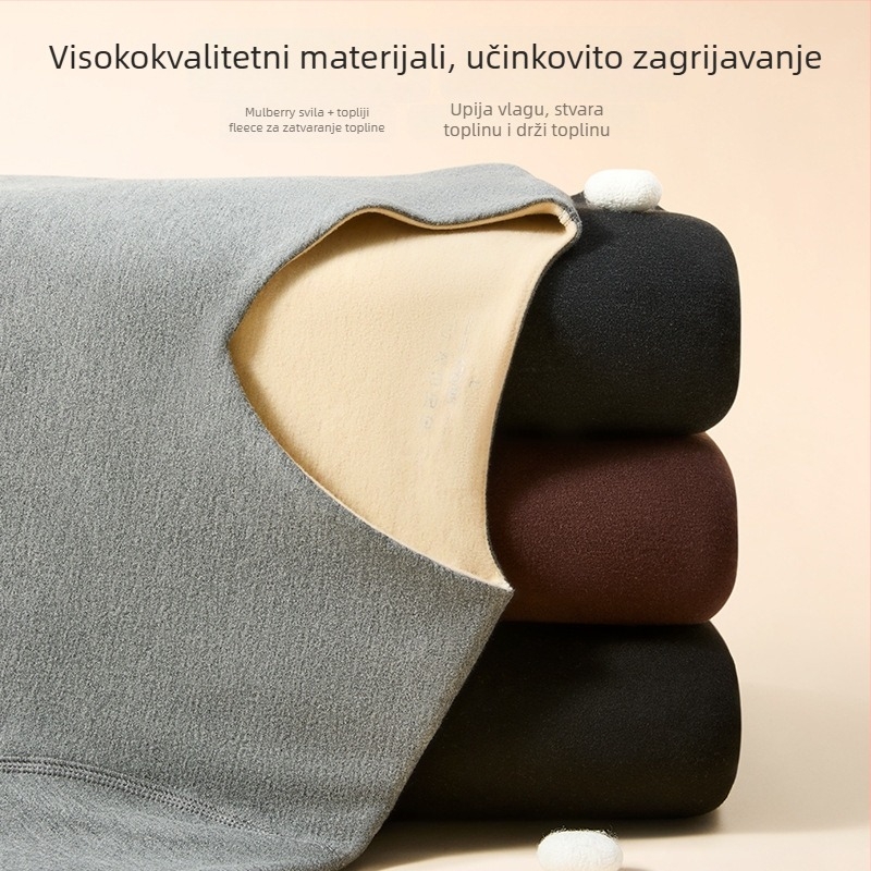 Muški termalni komplet donjeg rublja, glavni materijal akrilno vlakno, dvostruko slojevita debela konstrukcija, kapuljača, V-dekolte