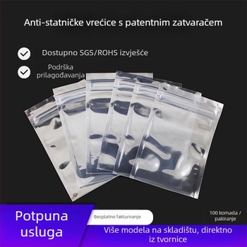 Antistatična plastična vrećica za elektroniku – samouzavarujuća zaštitna vrećica; podrijetlo Kina; šifra proizvoda: Anti-static ziplock bag; tolerancija ±1–2 mm