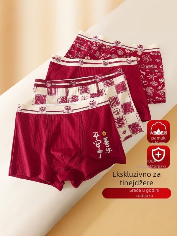 Antibakterijske bokserice za dječake, 95% pamuk + 5% elastan, srednji pojas, za djecu i tinejdžere od 8 godina