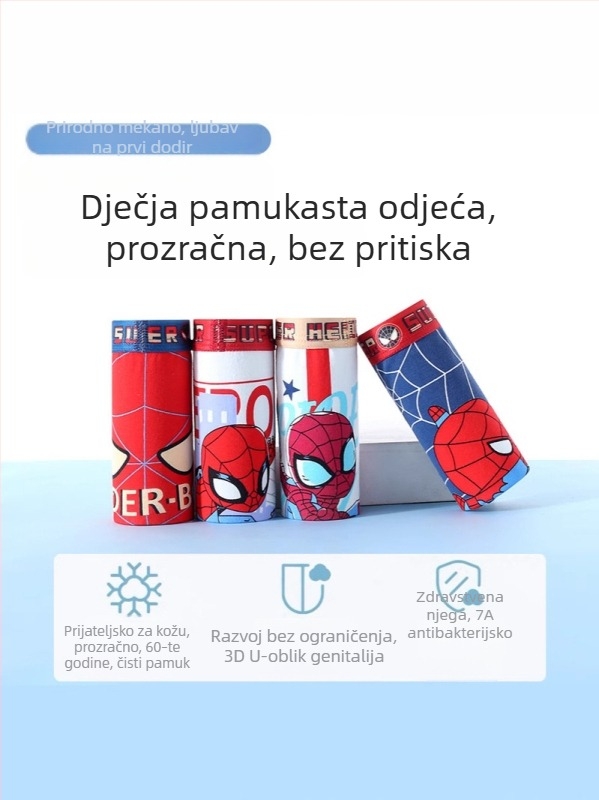 Dječje muške pamuk boxerice – Klasa A, 95% pamuk, 4 komada u pakiranju, za djecu 3–8 godina