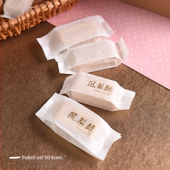 Gravirano tiskane vrećice od debelog pamuk papira za pakiranje ananas kolača i keksa, 50 komada u pakiranju, prozirno-mat završetak