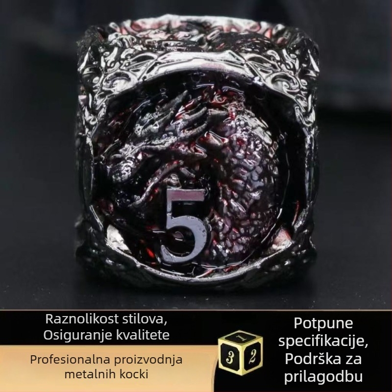 Metalni skup kockica s glavom zmaja, cinkova zlitina, šestouglasti oblik, zaobljeni rubovi, 100 komada, Lixin Da