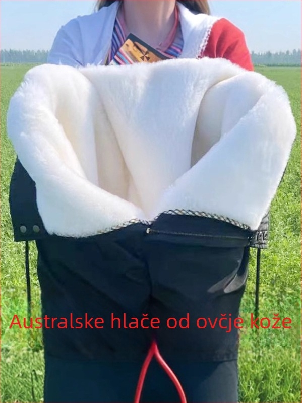 Muške zimske hlače od ovčje kože s visokim strukom, široki kroj