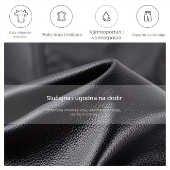 Kožne hlače od kravljeg kože, blok uzorak, skateboard stil, zima 2023, za srednju dob i starije