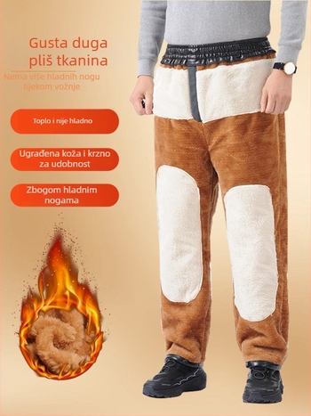 Muške hlače od umjetne kože, ravni kroj, visok struk, podstava od poliestera, za zimu