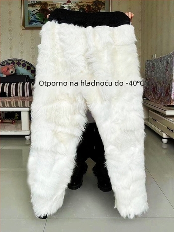 Pantalone od umjetne kože s podstavom od ovčje vune, visokim strukom, ležernog kroja, džepovi, zimska odjeća