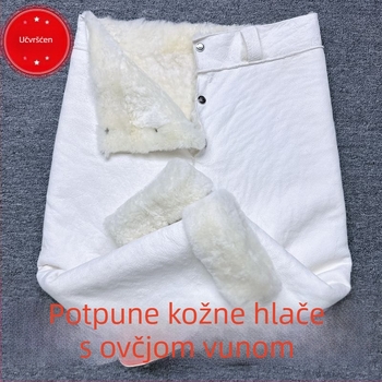 Hlače od umjetne kože, uski kroj, proljeće 2025, originalni dizajn, s etiketom