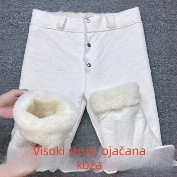 Hlače od umjetne kože, uski kroj, proljeće 2025, originalni dizajn, s etiketom