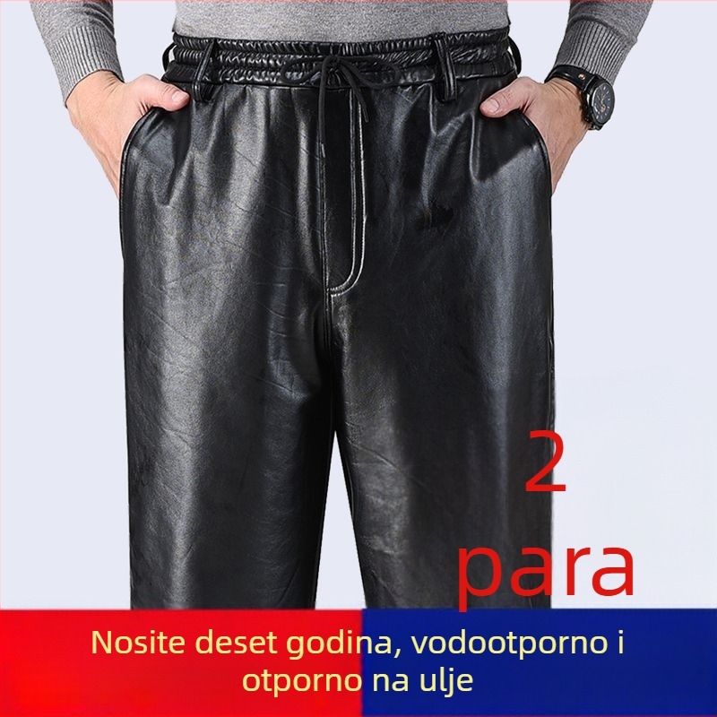 Haiyu PU Kožne Hlače Za Jahanje, Uski Kroj, Zimska Podstava