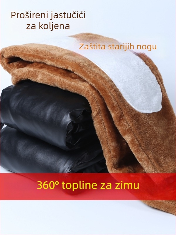 Muške hlače od umjetne kože, podstavljene poliesterom, visokim strukom, slobodan kroj
