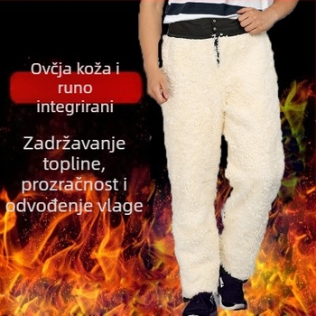 Kožne zimske hlače s podstavom od ovčje vune, ravni kroj, jednobojne, minimalističkog stila, proljeće 2024