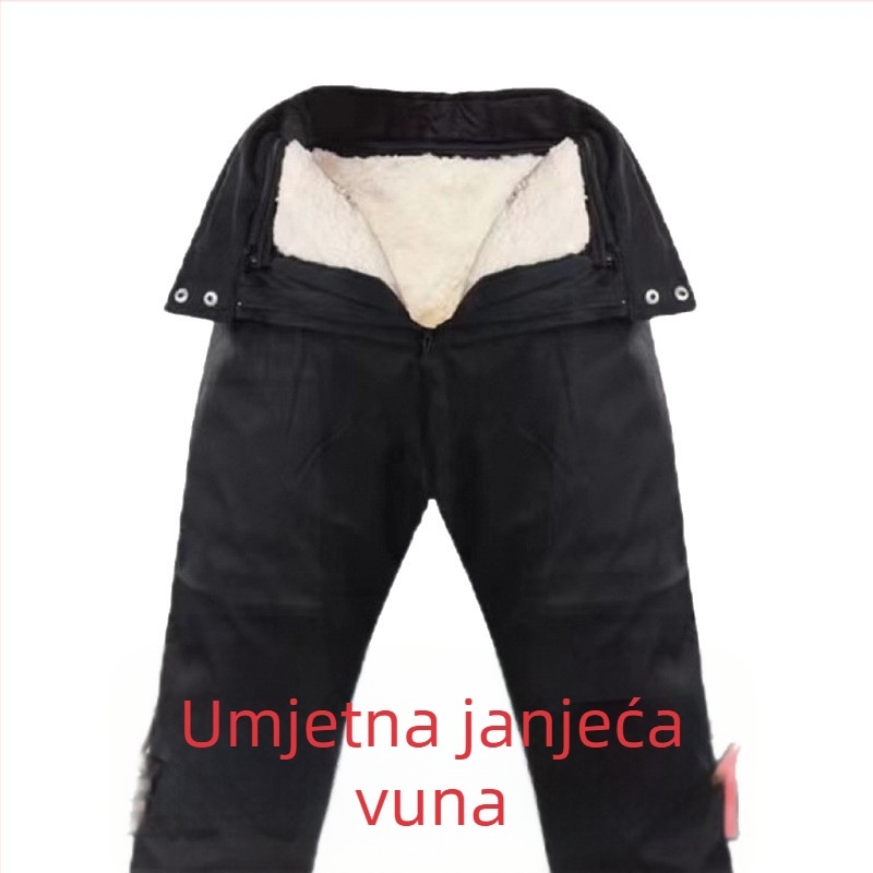 Pantalone za skateboard s kožom i vunom, vanjski materijal od kože alpake, zimska odjeća, normalna debljina