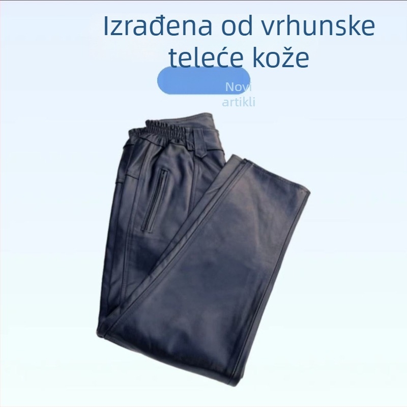 Muške kožne hlače za motor – uski kroj, srednji pojas, četiri sezone, podstava od najlona
