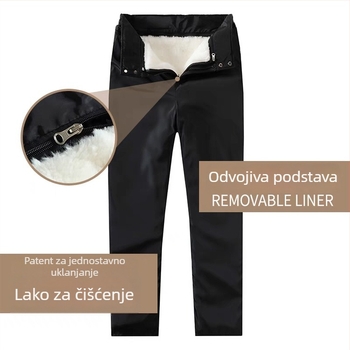 Hlače od ovčje kože s debelim podstavom, visokim strukom, ravnim krojem, zimskim dugim hlačama, korejski stil