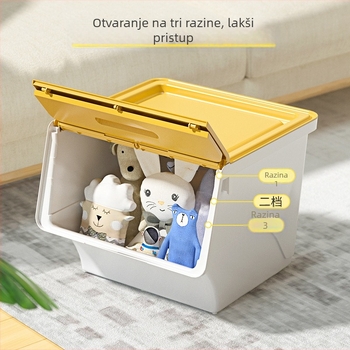 Ou hao Velika kućna plastična kutija za pohranu s prednjim otvaranjem i poklopcem, PP materijal, višestruka namjena, prašinu otporna, karikaturalni stil