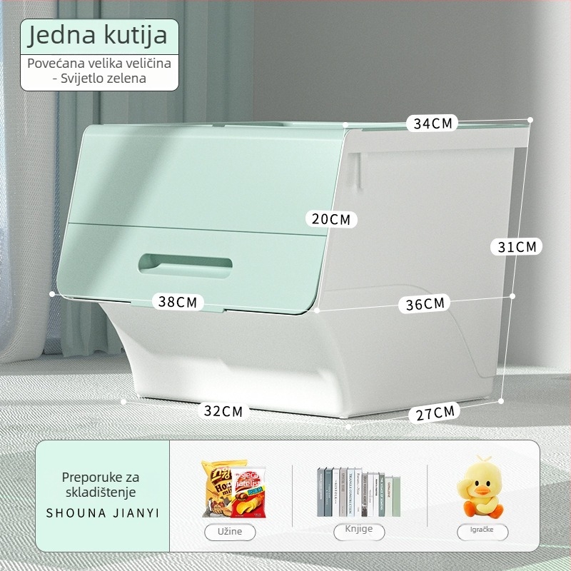 Ou hao Velika kućna plastična kutija za pohranu s prednjim otvaranjem i poklopcem, PP materijal, višestruka namjena, prašinu otporna, karikaturalni stil