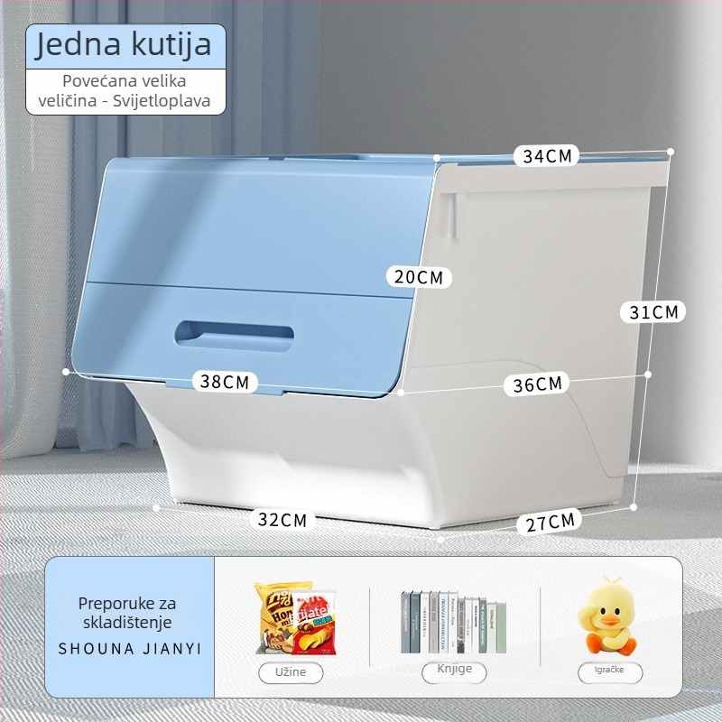 Ou hao Velika kućna plastična kutija za pohranu s prednjim otvaranjem i poklopcem, PP materijal, višestruka namjena, prašinu otporna, karikaturalni stil
