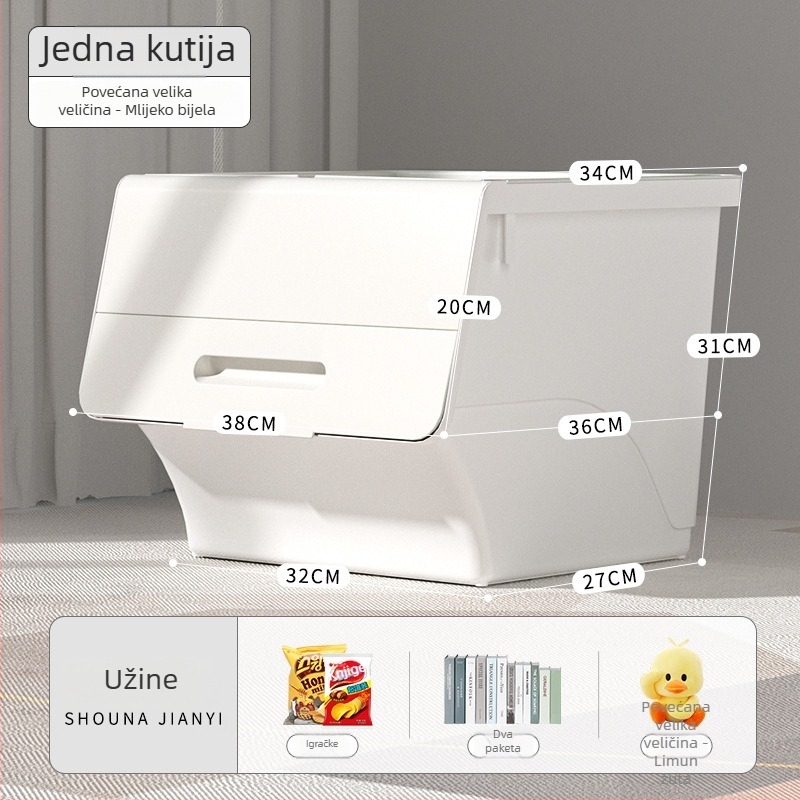 Ou hao Velika kućna plastična kutija za pohranu s prednjim otvaranjem i poklopcem, PP materijal, višestruka namjena, prašinu otporna, karikaturalni stil