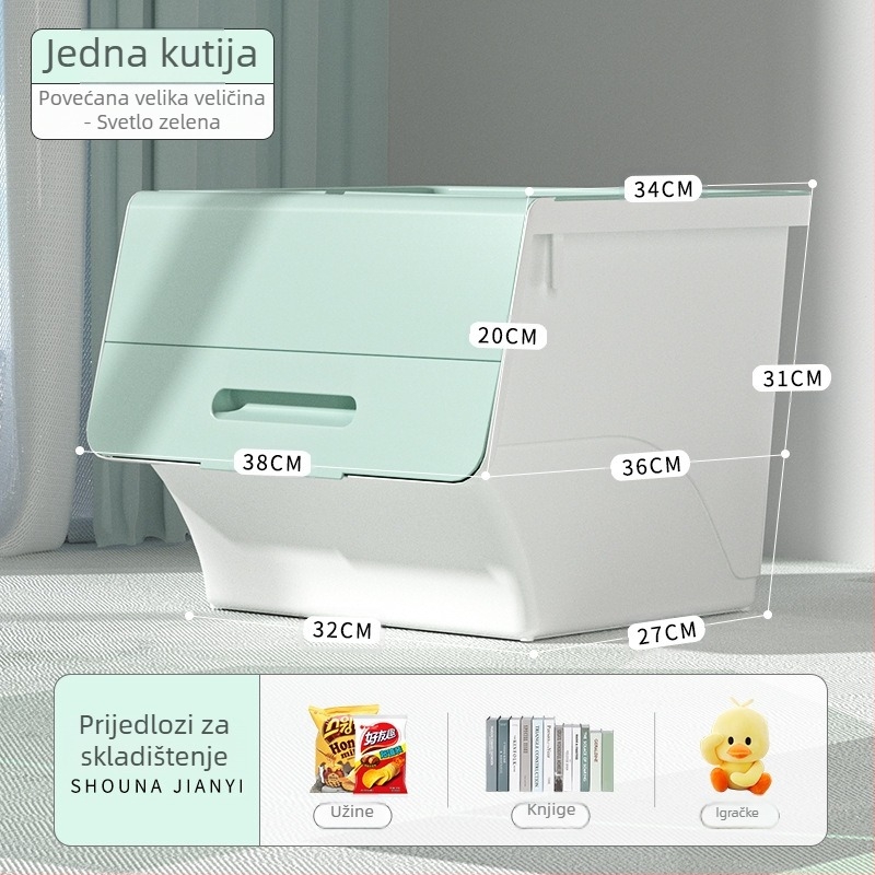 Ou hao Velika kućna plastična kutija za pohranu s prednjim otvaranjem i poklopcem, PP materijal, višestruka namjena, prašinu otporna, karikaturalni stil