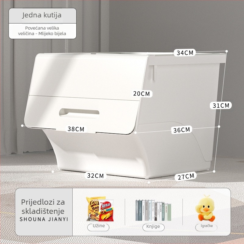 Ou hao Velika kućna plastična kutija za pohranu s prednjim otvaranjem i poklopcem, PP materijal, višestruka namjena, prašinu otporna, karikaturalni stil