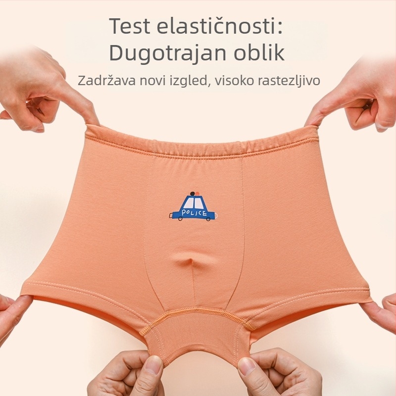 Dječje pamukaste bokserice za dječake, crtani auto print, 95% pamuk, uzrast 3–8 godina, sigurnosna razina A
