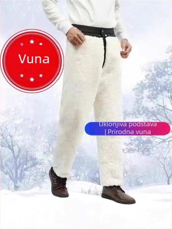 Pantalone od kozje kože s visokim strukom, labavi kroj, debela podstava, 100% podstava