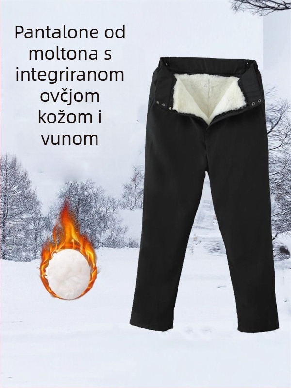 Pantalone od kozje kože s visokim strukom, labavi kroj, debela podstava, 100% podstava