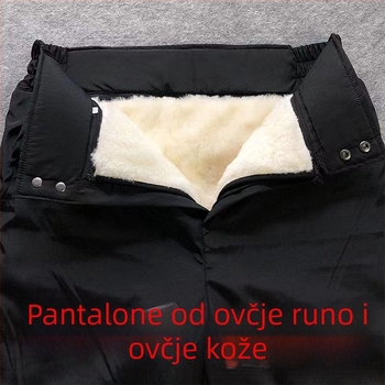 Muške kožne hlače s postavljenom ovčjom kožom, visokim strukom, uski kroj, zimska odjeća