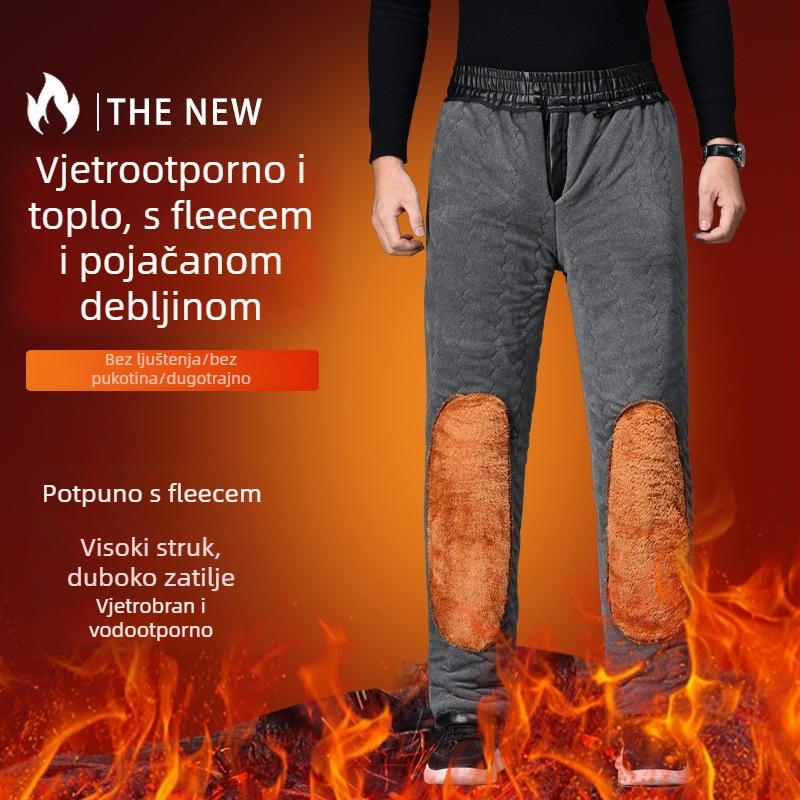 Muške PU kožne hlače, podstavljene poliesterom, debeli, ravnog kroja, radne hlače za mehaničara, otporne na ulja i vodootporne