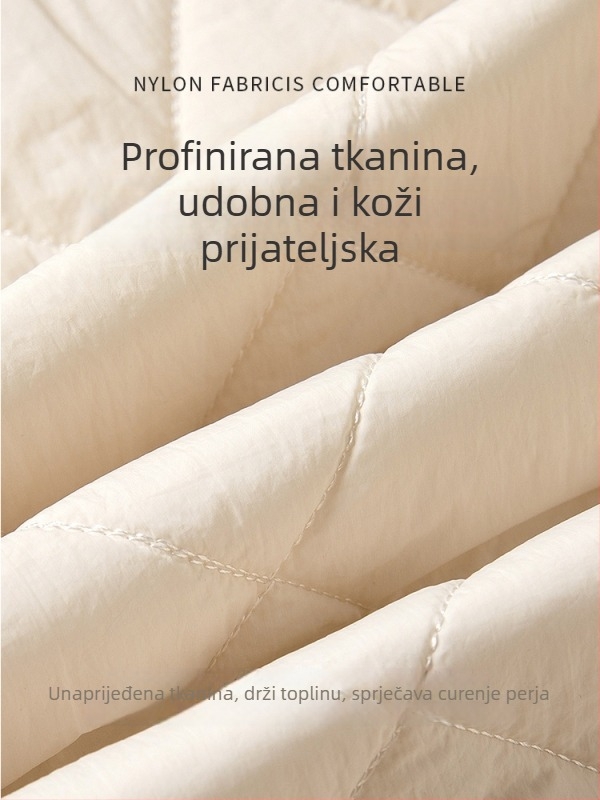 Najlon prsluk s vunenim punjenjem, dijamantni šav, ovratnik s kopčama, redovita duljina