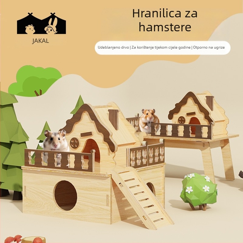Drvena kućica za hamstere s prozorom za pregled i toplim spavaćim gnijezdom (Materijal: drvo; Pogodno za: hamster; Uvoz: Ne)