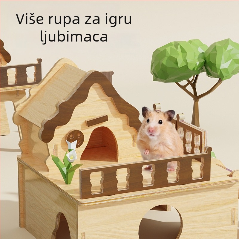 Drvena kućica za hamstere s prozorom za pregled i toplim spavaćim gnijezdom (Materijal: drvo; Pogodno za: hamster; Uvoz: Ne)