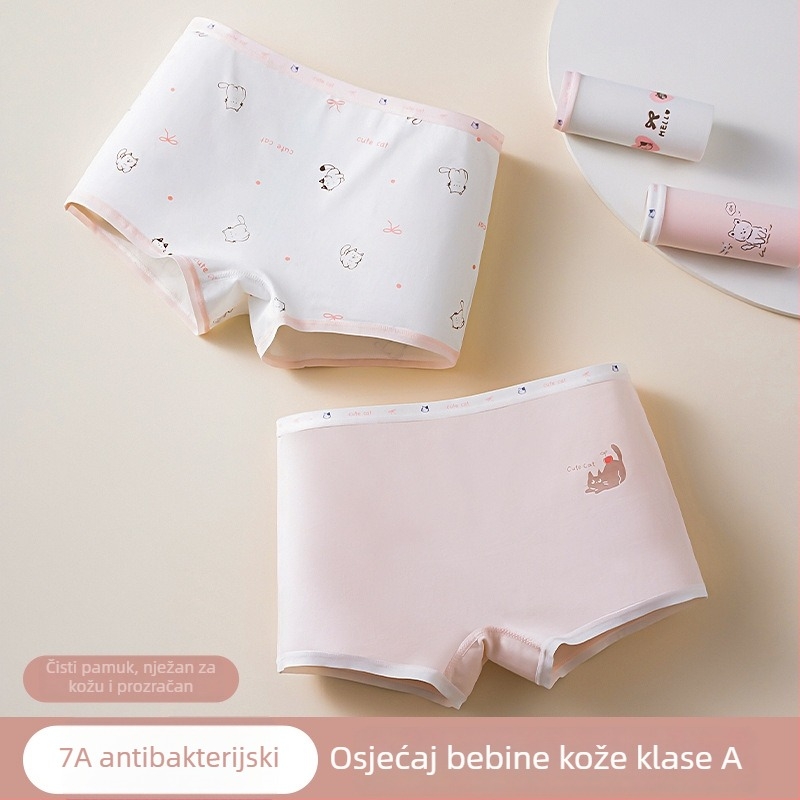 Dječje pamučne bokserice za djevojčice, srednji pojas, 95% pamuk + 5% elastan, 100% pamuk u preponoj zoni, za djecu 3–8 godina
