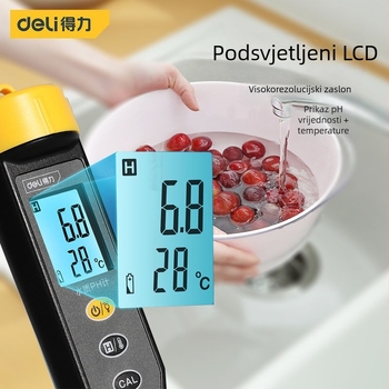 Deli pH mjerač za vodu – online analitički mjerač kvalitete vode, raspon pH 0,1–14,0, točnost 0,01, rezolucija 0,01, model DL339001