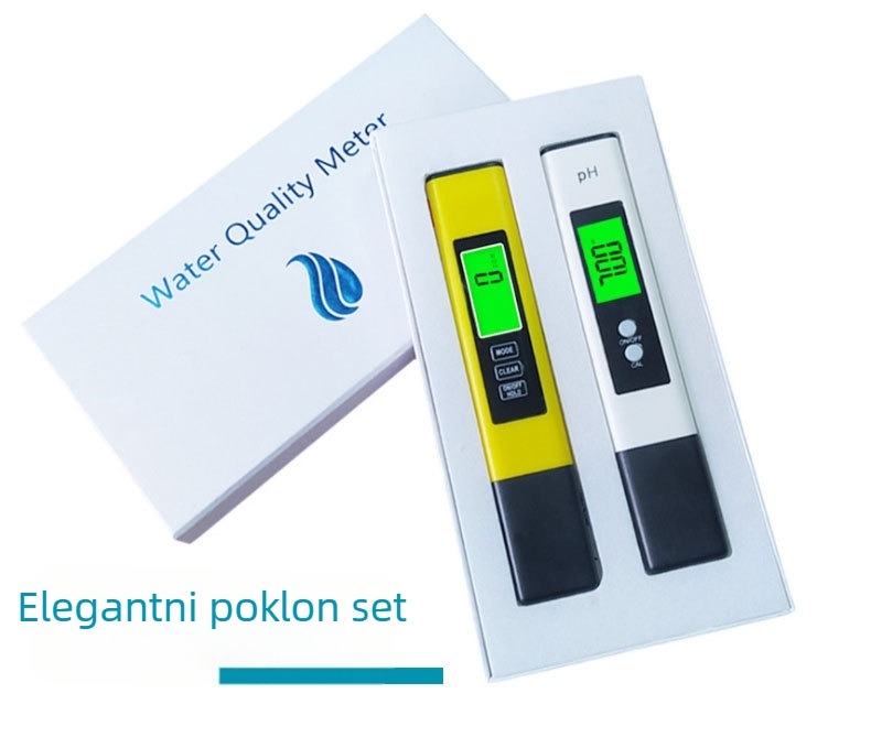 Prijenosni analitičar kvalitete vode – set pH/EC/TDS (model tds&ec&ph-2); mjeri pH 0–14, EC 0–9990 µS/cm, TDS 0–9990 mg/L; točnost pH ±0.05, EC ±2%, TDS ±2%