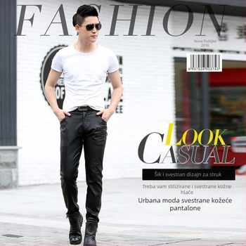 PU kožne motociklističke hlače, uski kroj, srednji pas, proljeće 2025