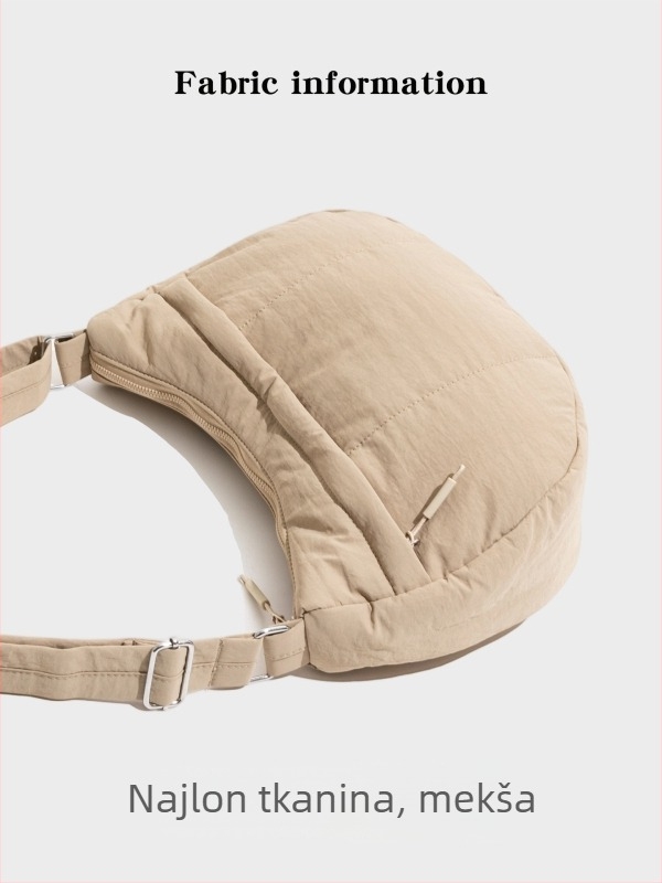 Nylon crossbody dumpling torba, gradski jednostavan stil, zatvaranje na zip, unutarnji zip-džep i džep za dokumente