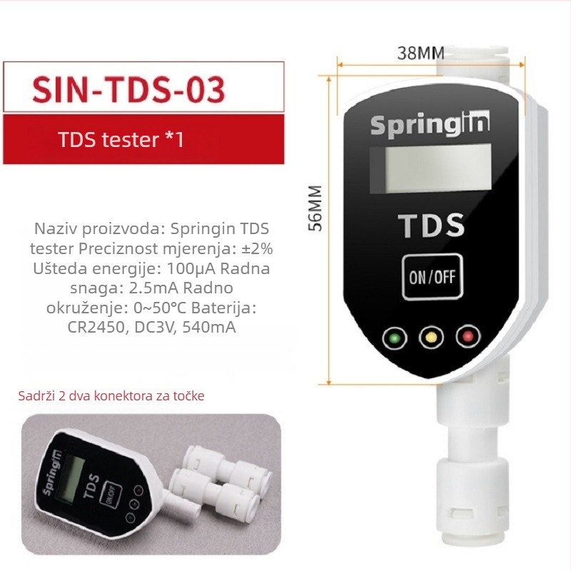 Digitalni TDS mjerač - ugrađeni online analizator kvalitete vode SIN-TDS-03; Podrijetlo: Shenzhen; Testovi: -1; Praćenje u stvarnom vremenu