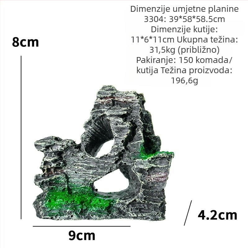 Dekorativni element za uređenje krajolika, ekološki prihvatljiva smola, rockery stil, 0.226 kg, Little Clarins