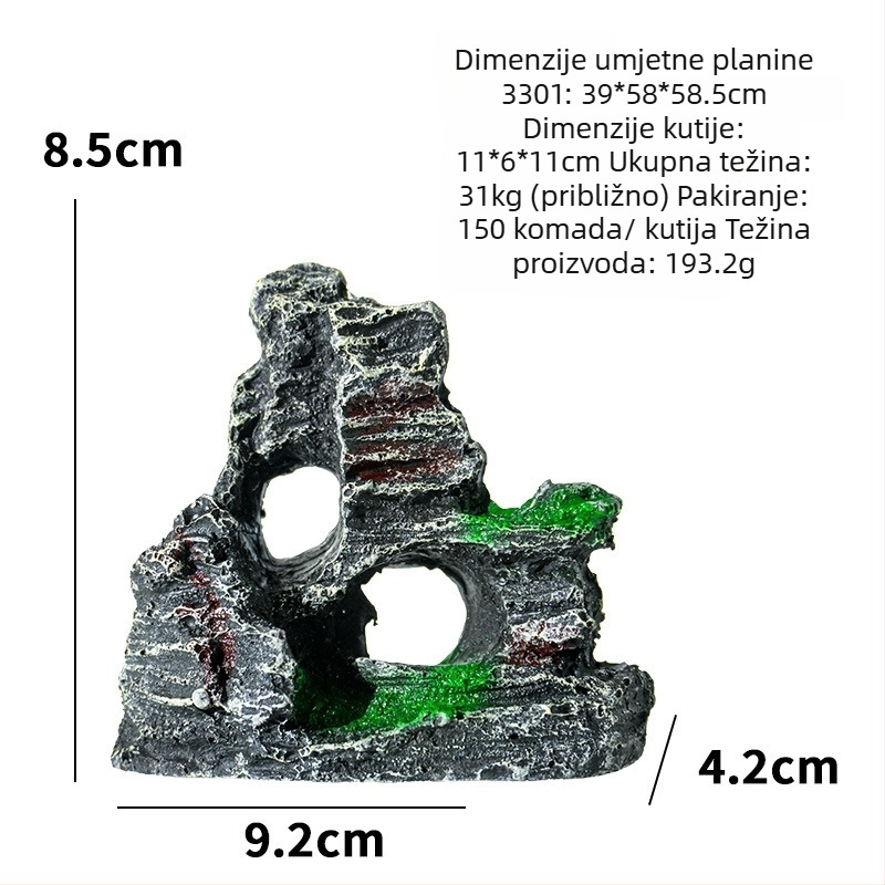 Dekorativni element za uređenje krajolika, ekološki prihvatljiva smola, rockery stil, 0.226 kg, Little Clarins