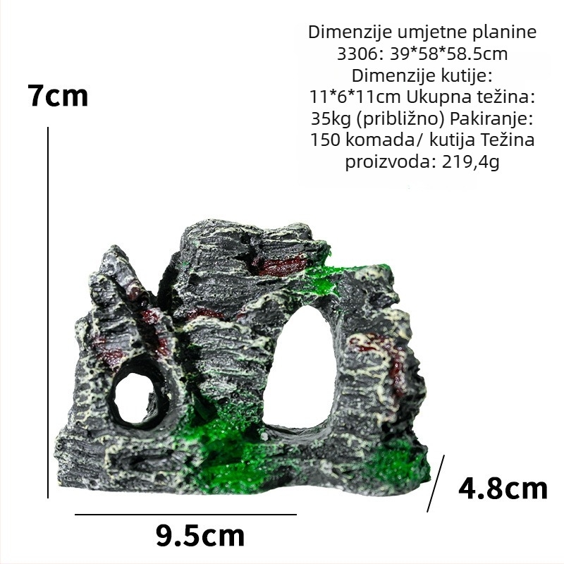 Dekorativni element za uređenje krajolika, ekološki prihvatljiva smola, rockery stil, 0.226 kg, Little Clarins