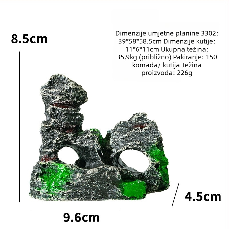 Dekorativni element za uređenje krajolika, ekološki prihvatljiva smola, rockery stil, 0.226 kg, Little Clarins