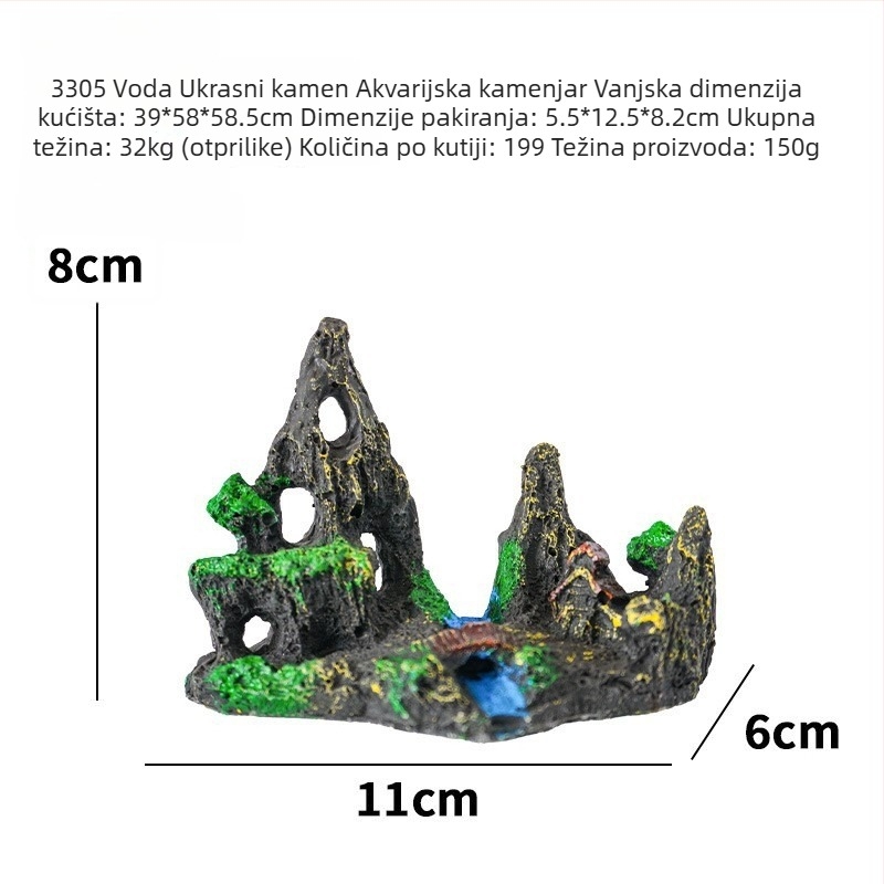 Dekorativni element za uređenje krajolika, ekološki prihvatljiva smola, rockery stil, 0.226 kg, Little Clarins