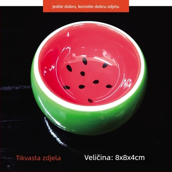 Keramička posuda za hranu malih sisavaca s zaštitom od prevrtanja i prskanja