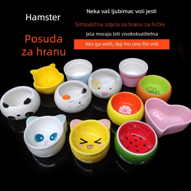 Keramička posuda za hranu malih sisavaca s zaštitom od prevrtanja i prskanja