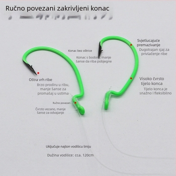 Na skladištu: svijetleća udica s širokim tijelom i zakrivljenim oblikom za morski ribolov, s prethodno povezanim jednim udicom i dizajnom protiv zaplitanja, pogodno za ribolov s brodom i noćni ribolov u dubokom moru
