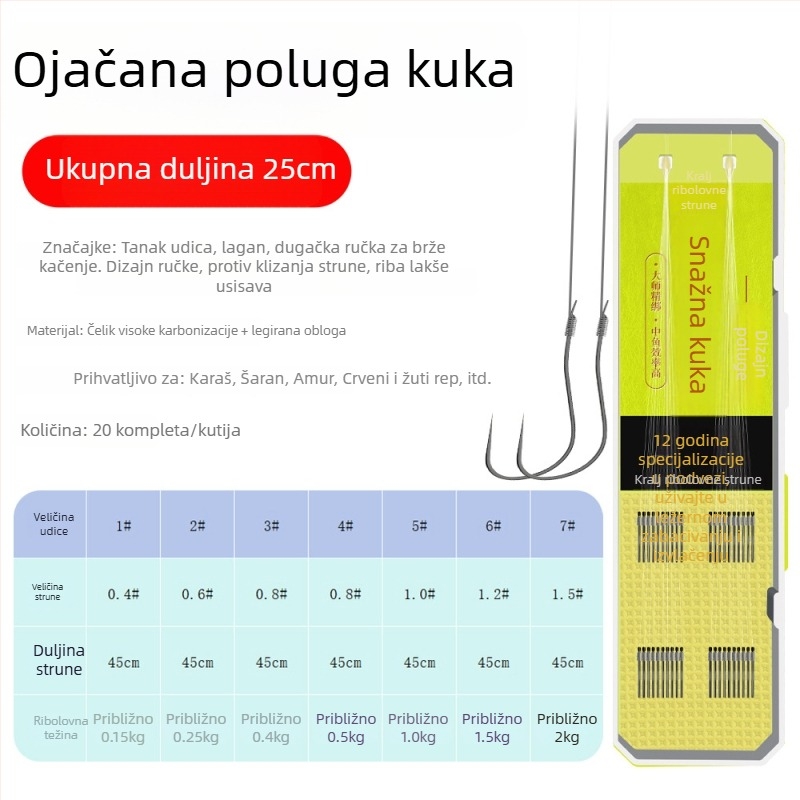Set dvostrukih udica za liniju s bodljama, br. 5, 500 kom u kutiji, za ribolov u potoku